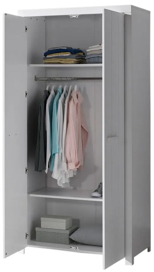 Biela šatníková skriňa Vipack Erik, 205 × 57 × 99 cm