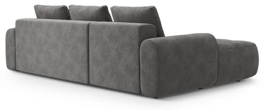 Sivá zamatová rozkladacia/s úložným priestorom rohová pohovka (ľavý roh/s leňoškou) Linz – Cosmopolitan Design