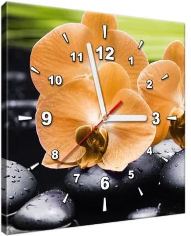 Obraz s hodinami Oranžová orchidea 30x30cm ZP1713A_1AI