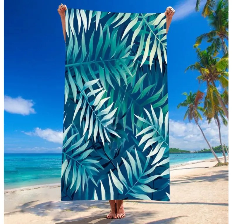 Plážový set BORNEO - osuška 100×180 cm a pončo 80×145 cm, tmavo modrý