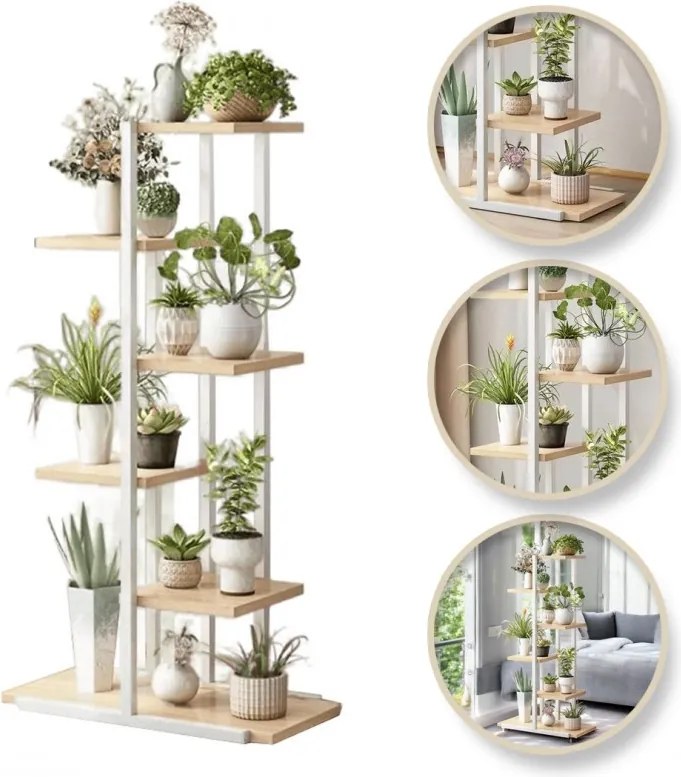 Vintino Stojan na kvety BOTANICA 113x60x20 cm bielo-hnedý