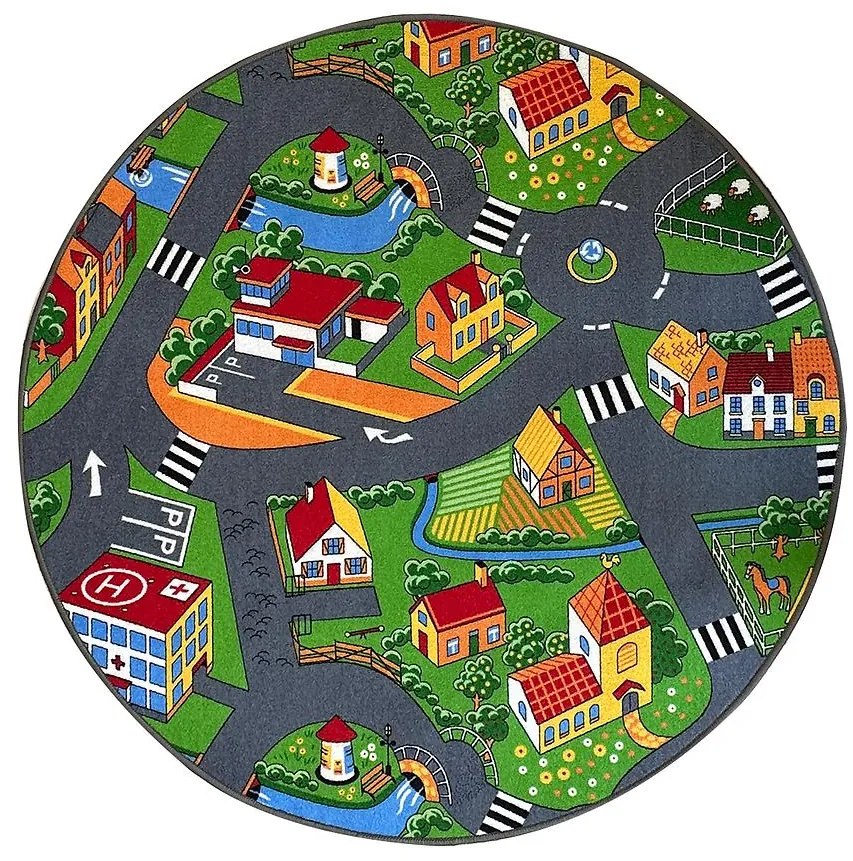 Koberec Kids Metropolis 1,33/1,33 okrúhly sivý