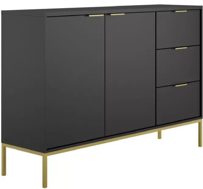 Komoda Austin 150 cm čierna/zlatá