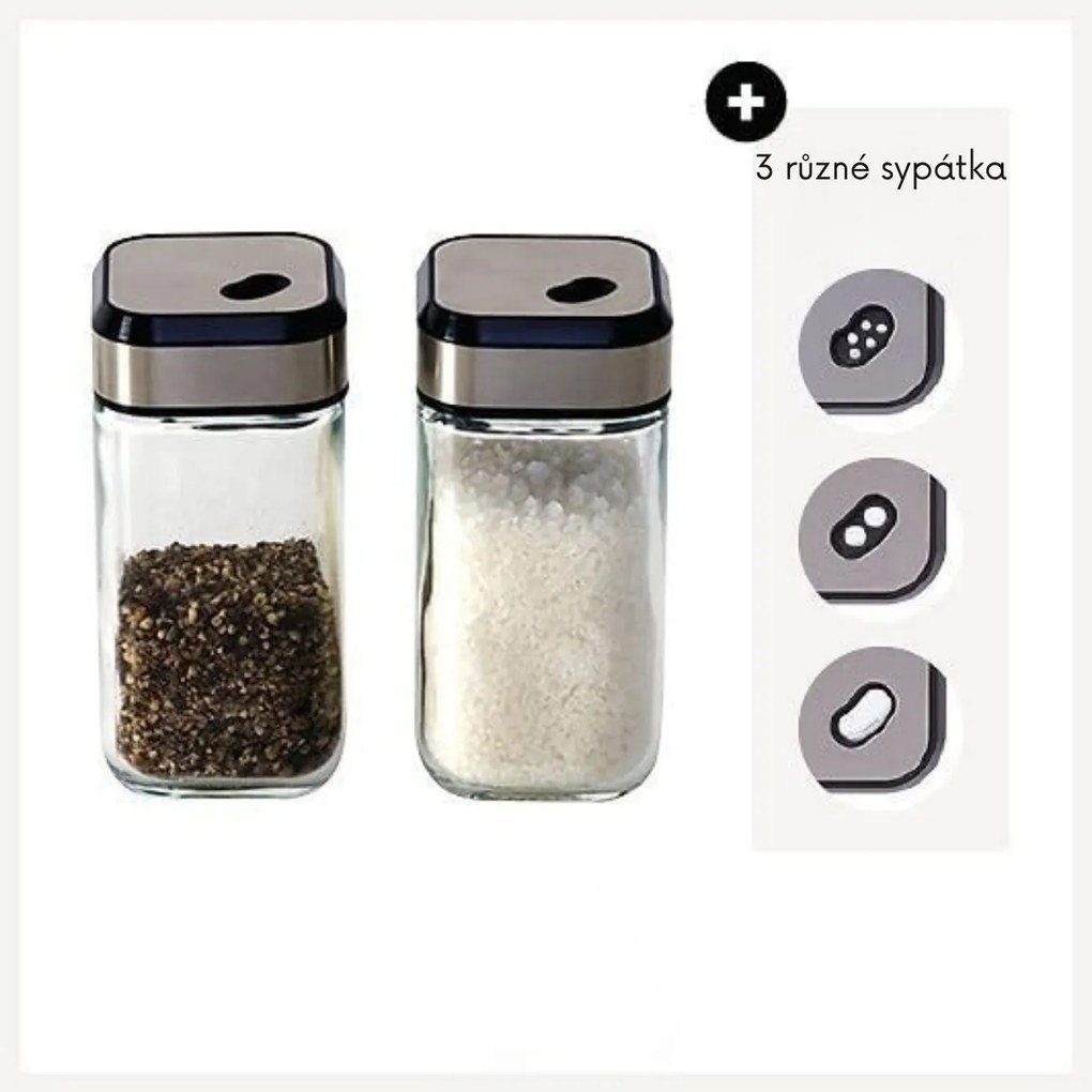 5Five® Hranatá skleněná kořenka s multifunkčním nerezovým víčkem INOX, 100ml