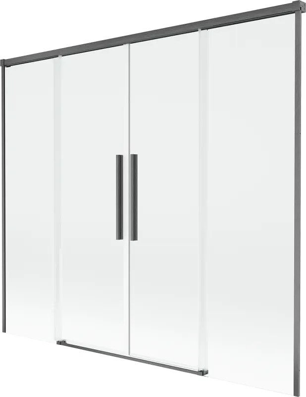 Mexen Rox, 2-krídlová posuvná vaňová zástena 190 x 150 cm, 8mm číre sklo, brúsený grafit profil, 8C9-190-002-66-00