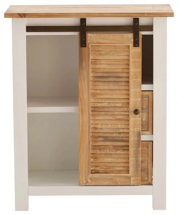 furniture-nabytek.cz - Masívna komoda Capera z borovicového dreva a MDF, lakovaná, biela s hnedými detailmi