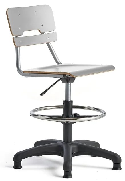 Stolička LEGERE výškovo nastaviteľná, malé sedadlo, lyžinová podnož, H 400-520 mm, šedá