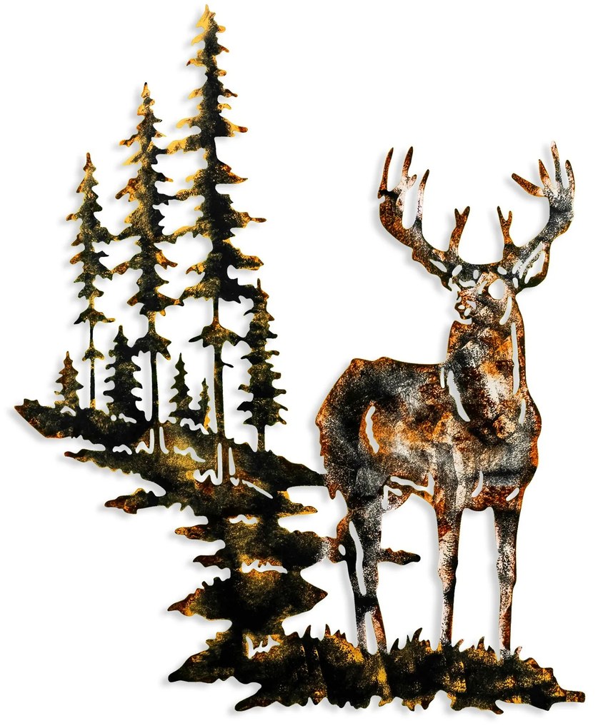 Nástenná kovová dekorácia Jeleň 3 viacfarebná