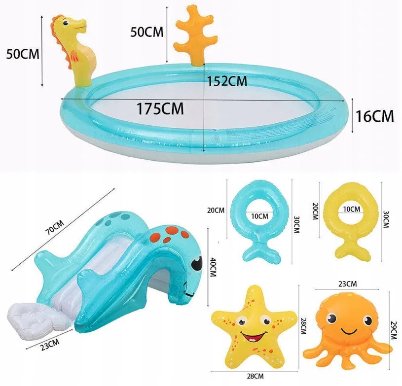 Detský nafukovací bazén 200 x 152 x 40 cm s doplnkami