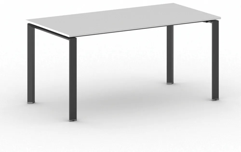 Rokovací stôl PRIMO INFINITY s čiernou podnožou 1600 x 800 x 750 mm, biela