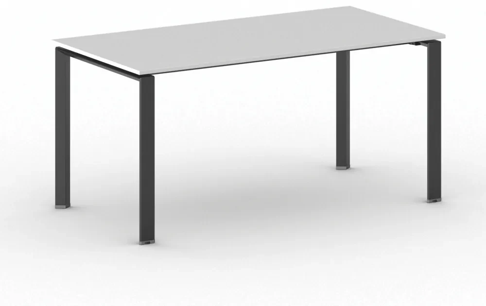 Rokovací stôl PRIMO INFINITY s čiernou podnožou 1600 x 800 x 750 mm, biela