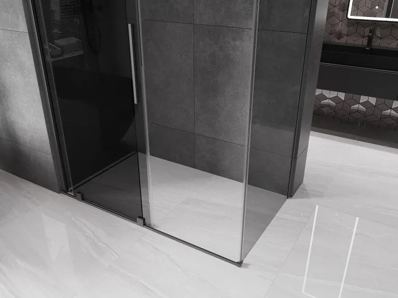 Mexen Velar, sprchový kút s posuvnými dverami 150 x 70 cm, 8mm šedé sklo, brúsený grafit, 871-150-070-41-95