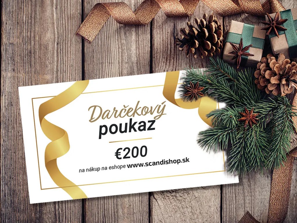 Darčekový poukaz na 200 € Forma poukazu: Elektronický