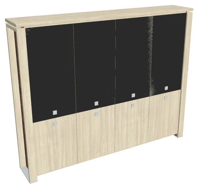 Vysoká skriňa Verno+ 260 x 46 x 210 cm, kombinované dvere, agát / čierna