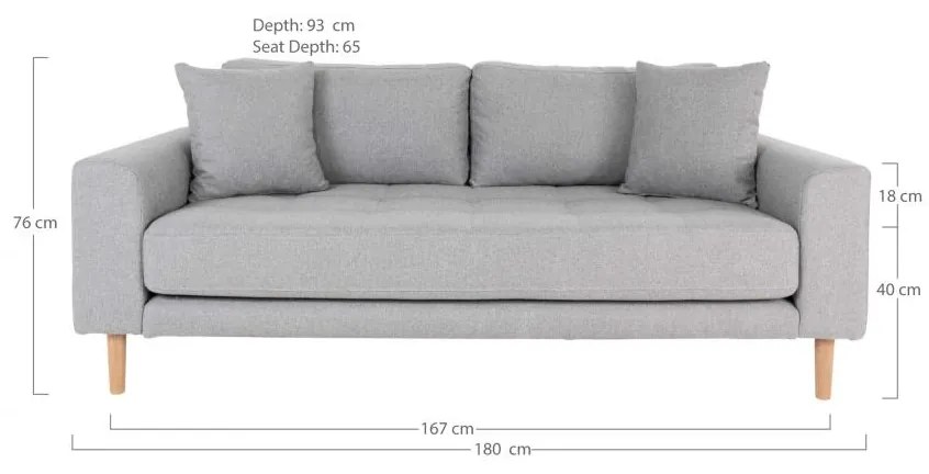 House Nordic - Elegantná 2-miestna pohovka LIDO LOUNGE 180 cm, svetlošedá