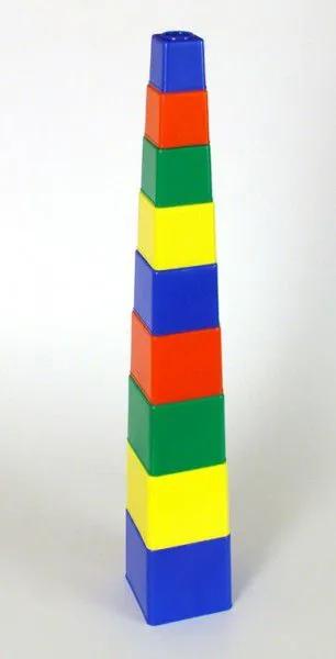 Kubus pyramida skládanka hranatá plast  9ks - 4 barvy