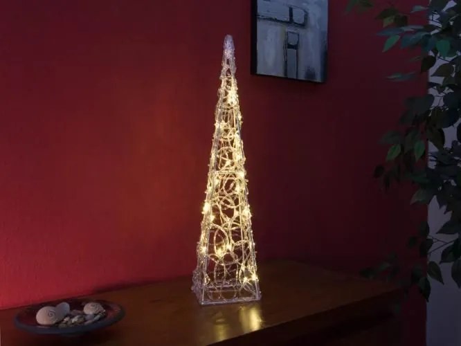 Nexos 5976 Vianočná dekorácia - Akrylový kužeľ - 60 cm, teple biely na batérie