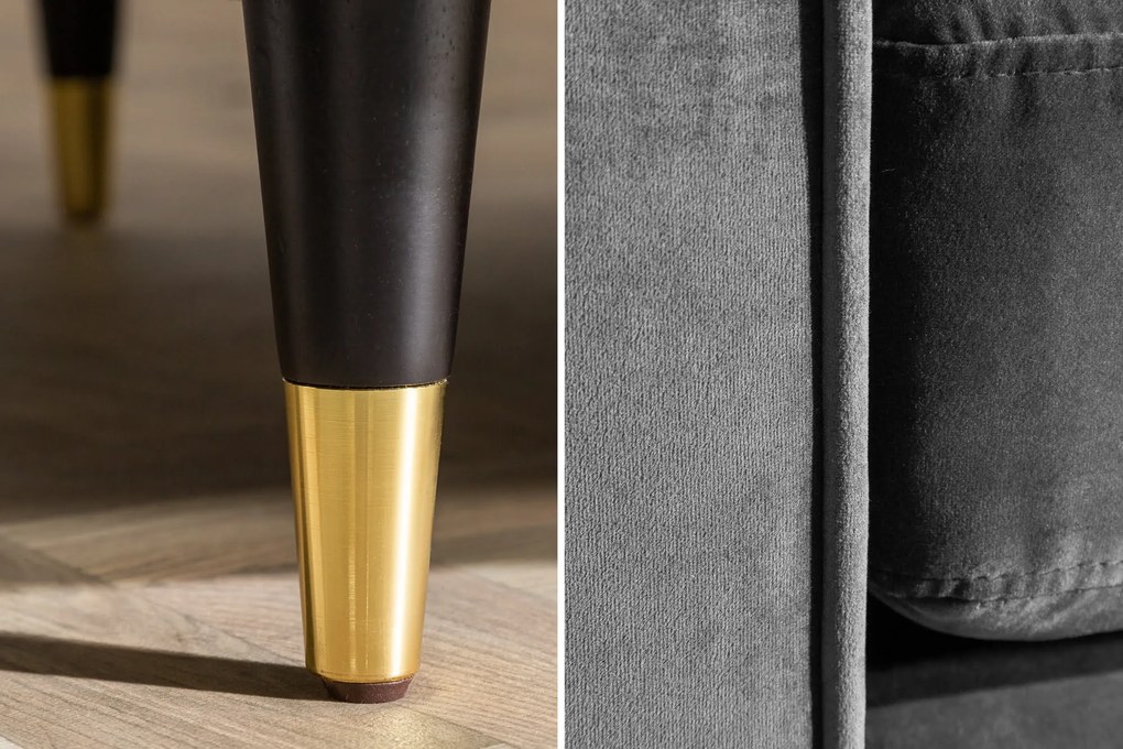 Trojmiestna pohovka COZY VELVET 220cm zamatovo šedá