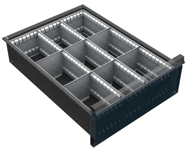 Organizér náradia do zásuvky skríň KOVOS so šírkou 500 mm, 9 priehradiek, 150 - 240 mm