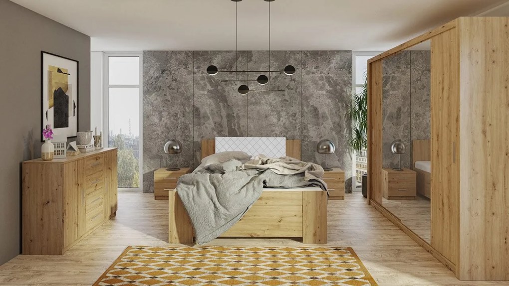 Spálňa Kler VIII, Farby: biela / biely + ekokoža soft 017 pik
