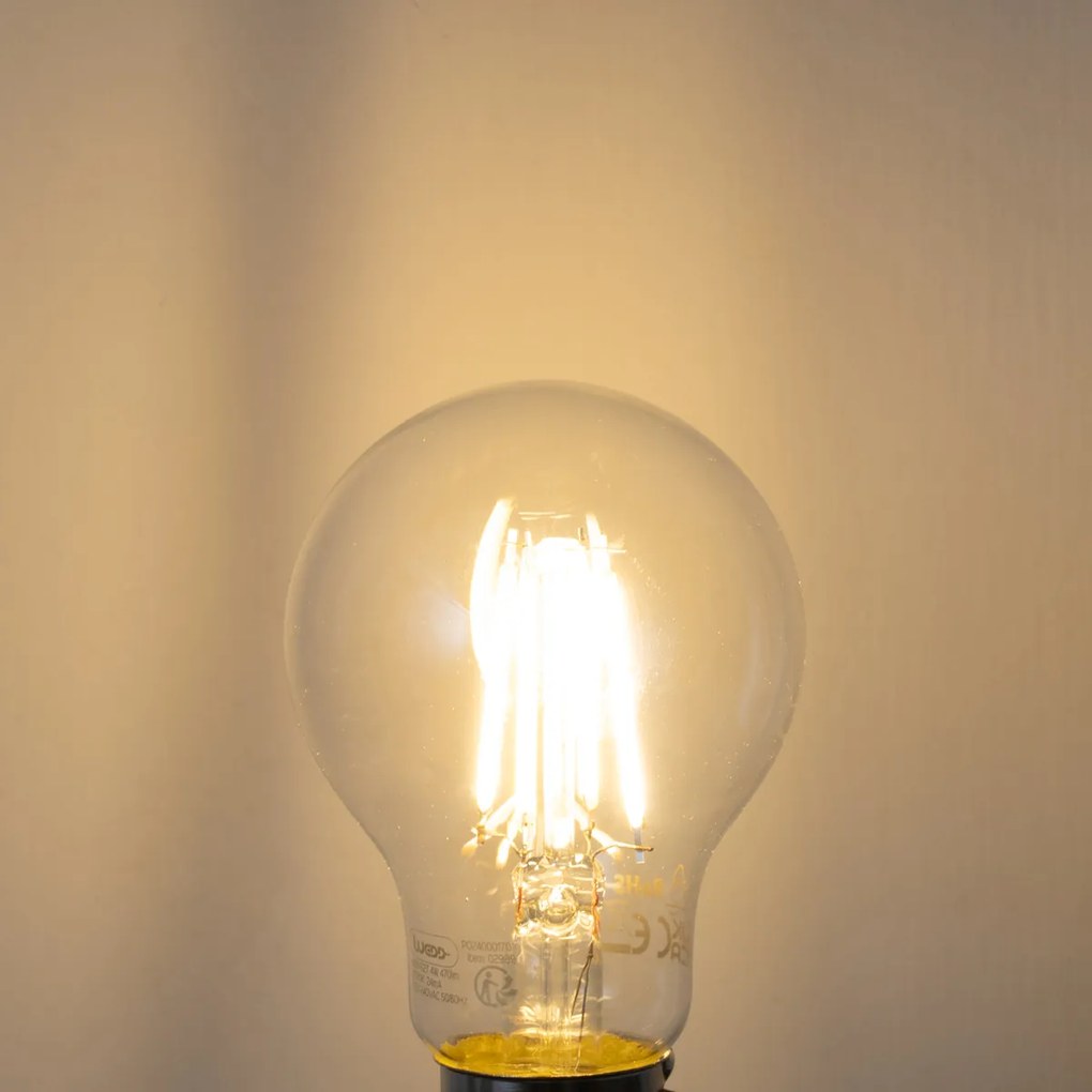 Sada 5 stmievateľných LED žiaroviek E27 A60 číra 4W 470 lm 2700K