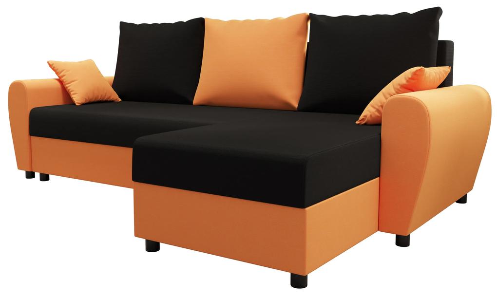 Rohová sedacia súprava Fleur L (oranžová + čierna) (P). Vlastná spoľahlivá doprava až k Vám domov. 1057057