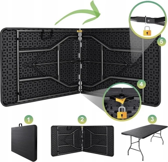 Cateringový stôl CATERON 70x180 cm, hnedý
