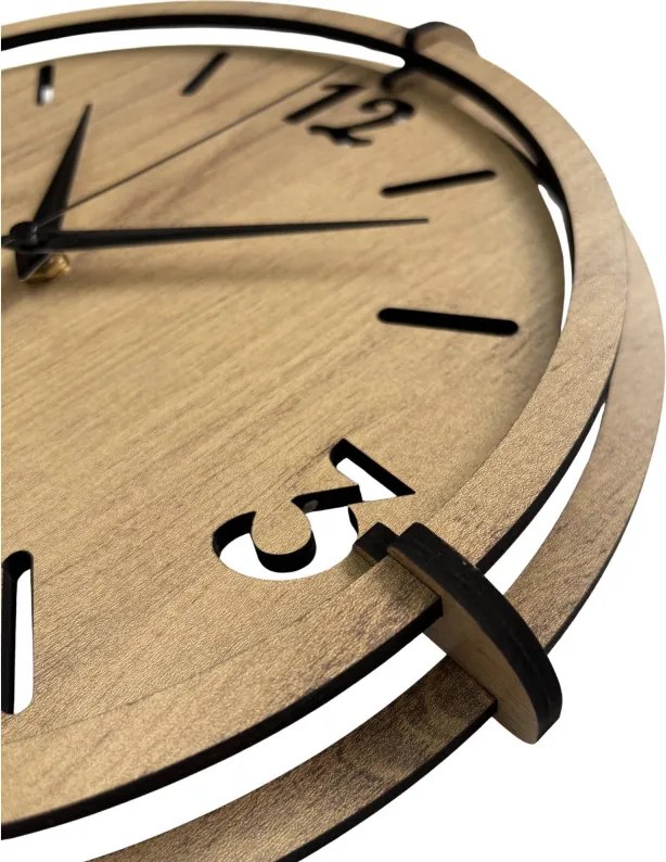 Drevené nástenné hodiny 30-50 cm – moderný dubový dizajn desing | SENTOP HDF0601-GOLD-OAK