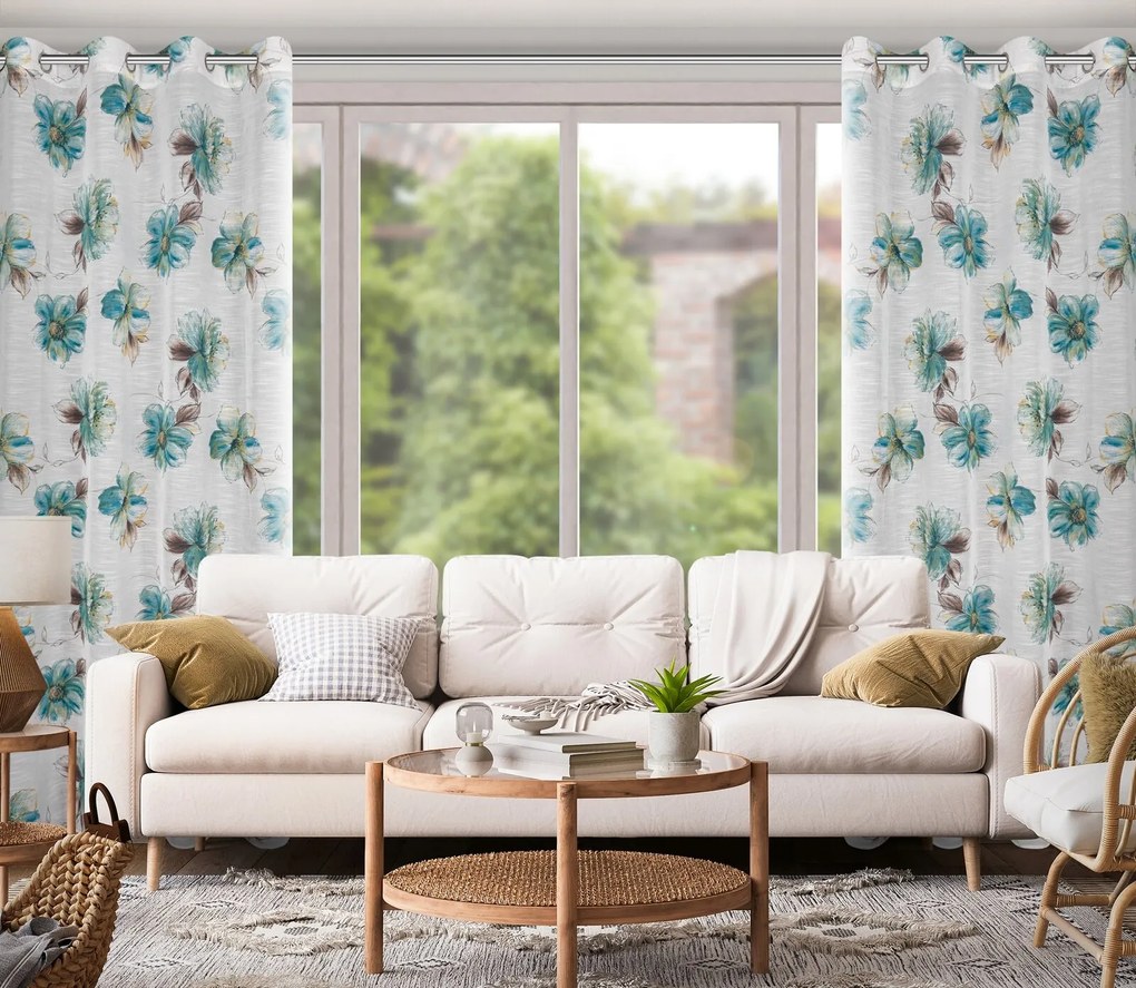 ZÁVES NA KRÚŽKOCH LISA 140X260 CM KVETY