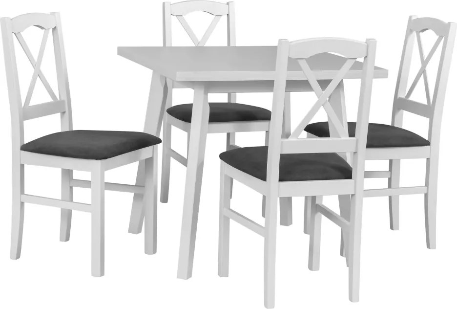 Jedálenská stolička Níla, biela/tmavo šedá látka