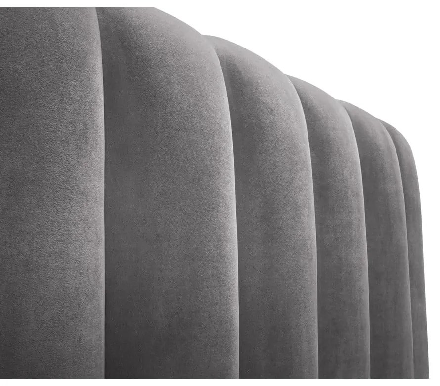 Sivá čalúnená dvojlôžková posteľ s úložným priestorom s roštom 160x200 cm Kelp – Micadoni Home