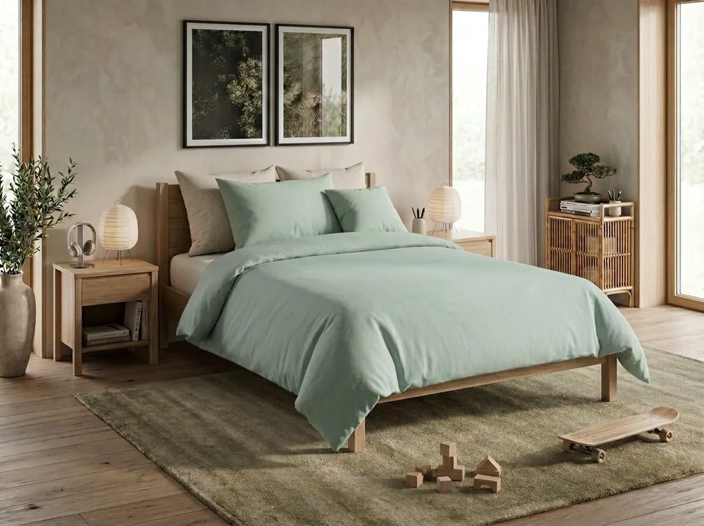 Bavlnené obliečky CALMORA šalviovo zelené Rozmer obliečky: 70 x 90 cm | 140 x 220 cm