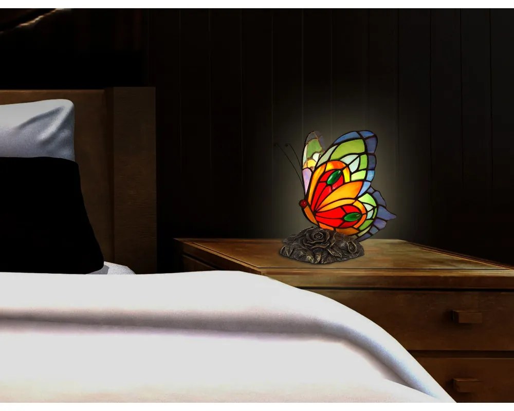 Vitrážová lampa 22.5*18.5*16 MOTÝĽ