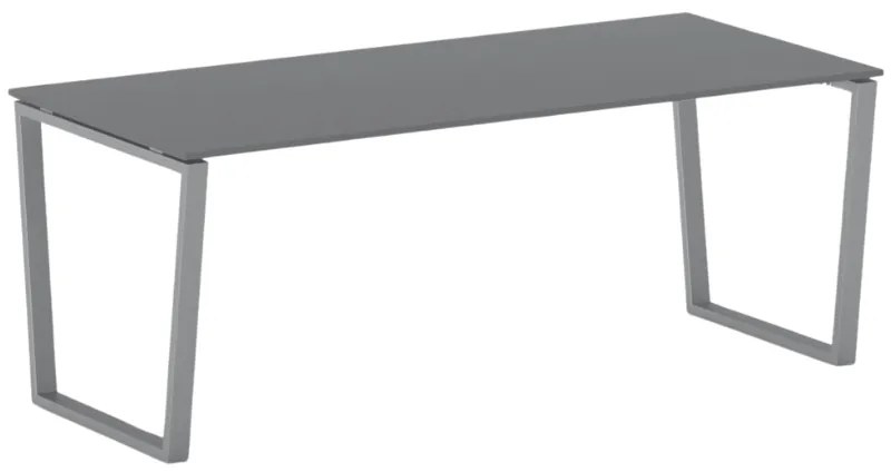 Kancelársky stôl PRIMO IMPRESS, 200x90 cm, sivostrieborná podnož, grafit