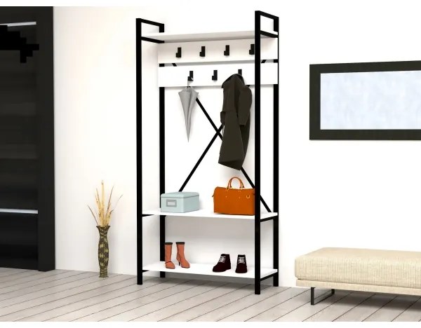 Predsieňová stena ALFA 180x90 cm biela/čierna