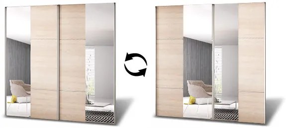 Šatníková skriňa s posuvnými dverami Multi 36 - biela / dub sonoma - 233 cm