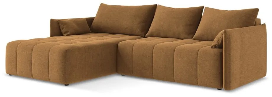 Terakotová rozkladacia/s úložným priestorom rohová pohovka (ľavý roh/s leňoškou) Moku – Makamii