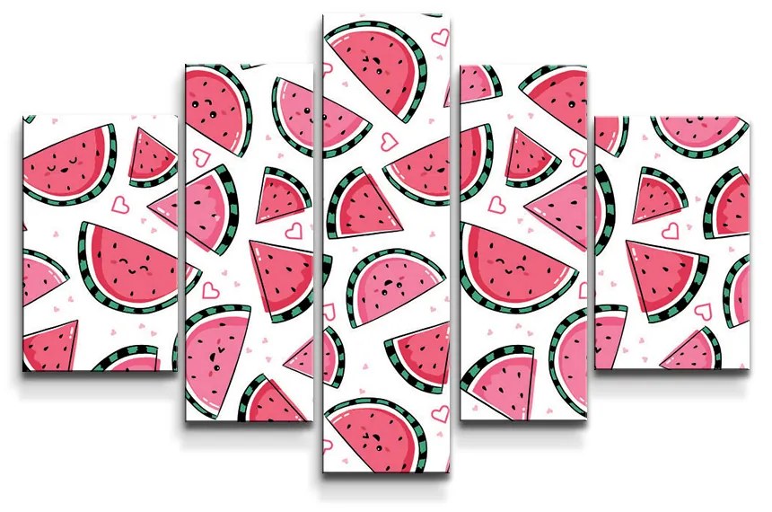Sablio Obraz - 5-dílný Vodný melón - 125x90 cm