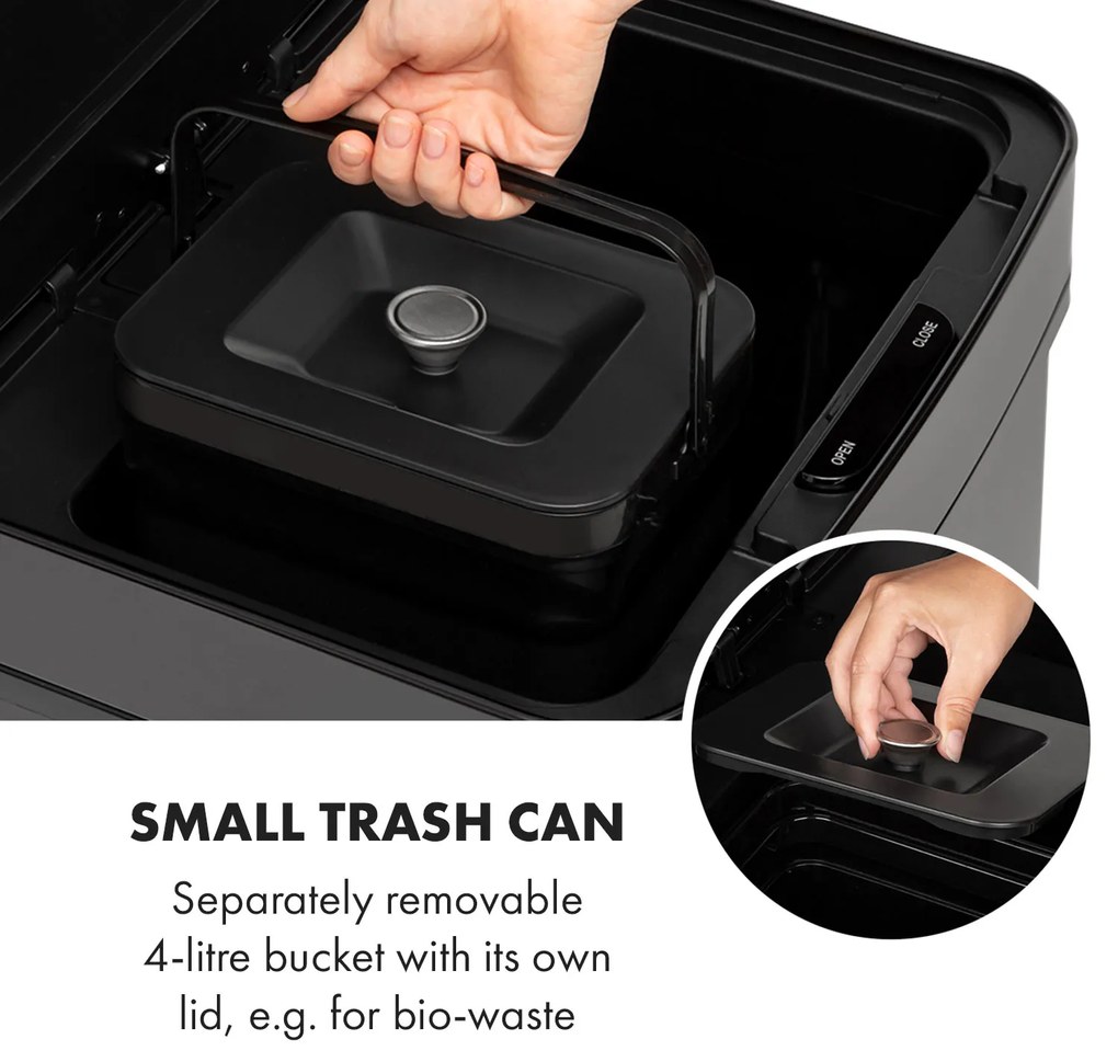 Klarstein Touchless Black Stainless Steel, odpadkový kôš, senzor, 72 l, čierny
