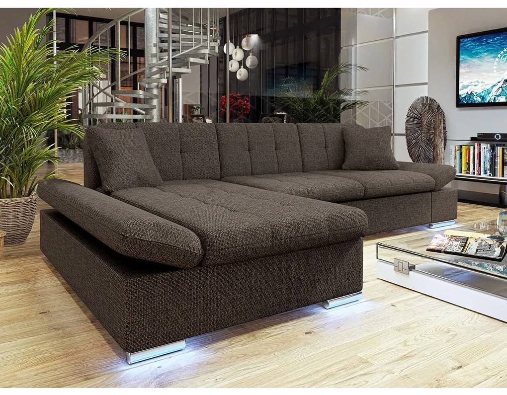 Rohová sedačka Laviva LED, Dostupné poťahy: ekokoža Soft 011 + Bristol 2460, Strana: ľavá