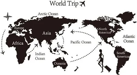 Samolepiaca dekorácia World trip mapa sveta