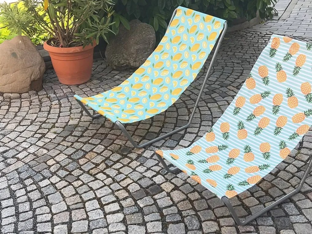 Súprava 2 ks skladacích plážových ležadiel SAND PINEAPPLE, farebné