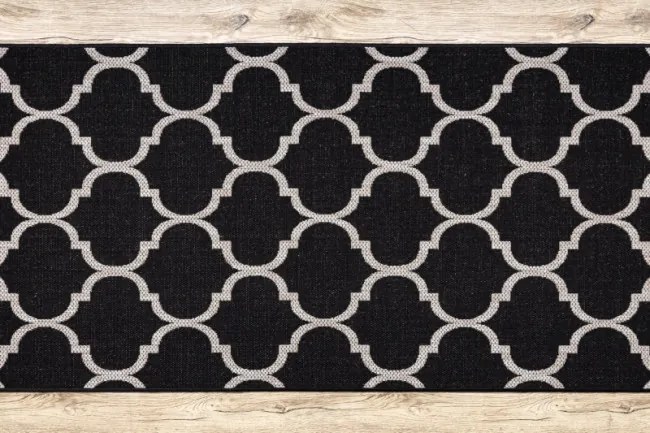 Behúň SIZAL FLOORLUX 20608, koniczyna marokánska trellis čierny / strieborný