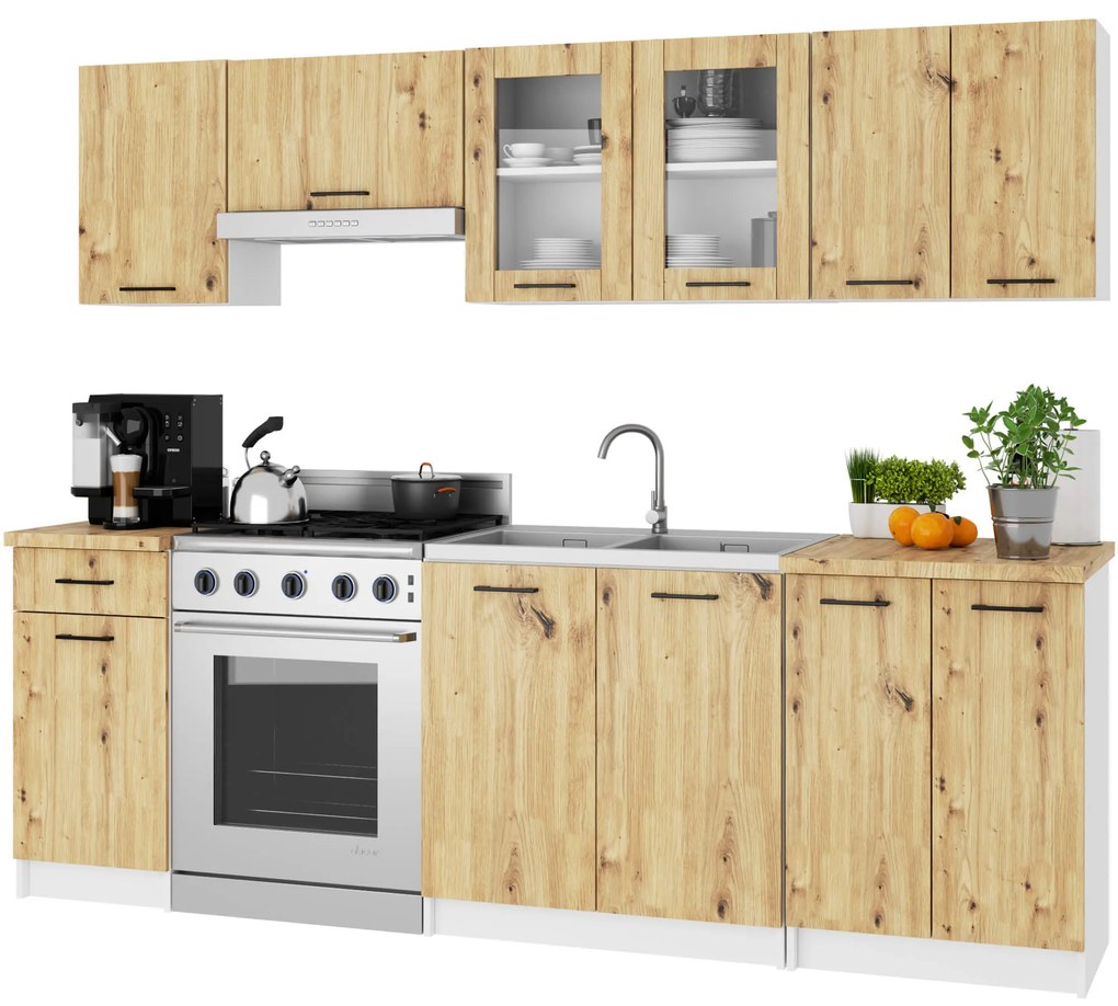 Horná kuchynská vitrína Organo 580 (biela + dub artisan). Akcia -17%. Vlastná spoľahlivá doprava až k Vám domov. 1117517