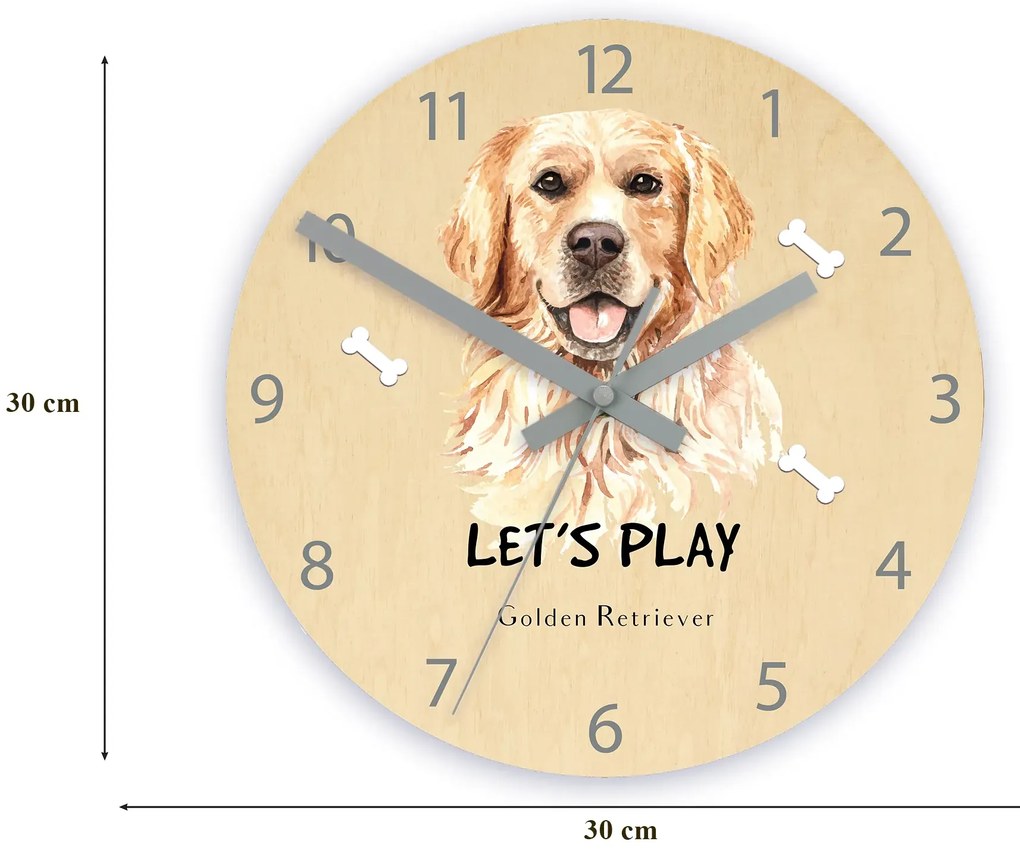 Dětské nástěnné hodiny Ami Zlatý retrívr 30 cm vícebarevné