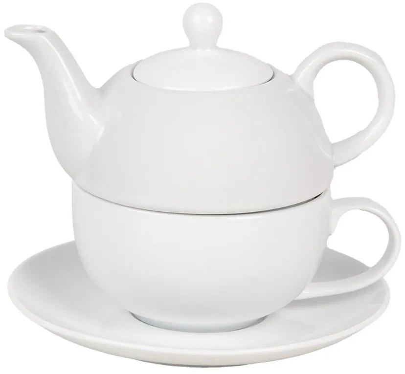 Tea For One 350 Ml White Ceramic Tea Set - 17*16*13 cm / 350 ml / 250 ml
