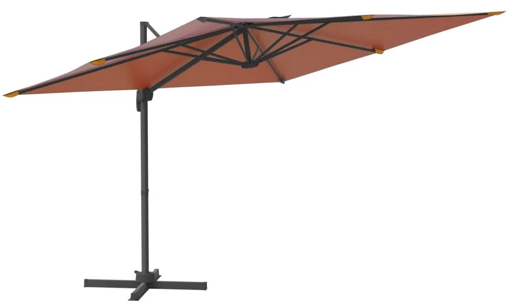 vidaXL Závesný slnečník s hliníkovou tyčou tehlový 400x300 cm