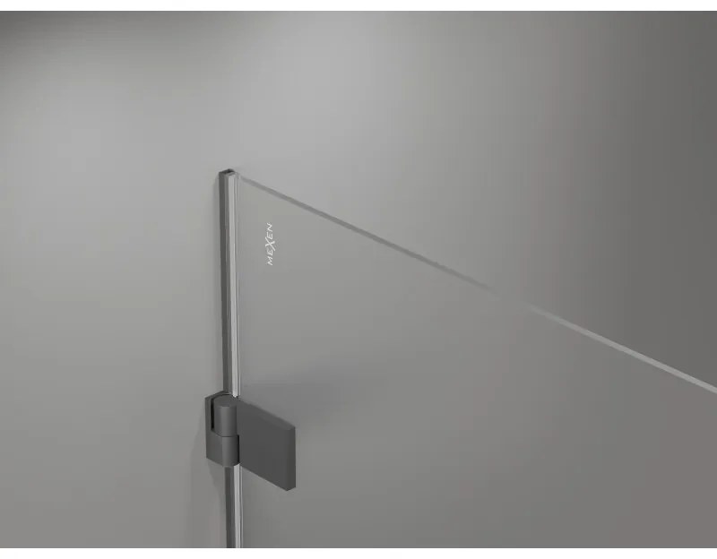 Mexen Lunar-B, výklopný sprchový kút ľavý 85 x 80 cm, 8mm číre sklo, grafitový profil, 832-085-080-95-00-L
