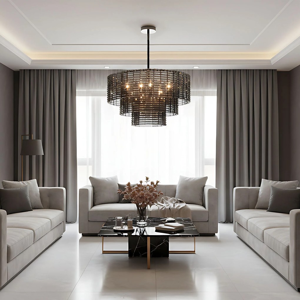 Toolight Toolight, závesné stropné svietidlo 62cm, 8xE14, APP1678-8CP, šedá, OSW-09313