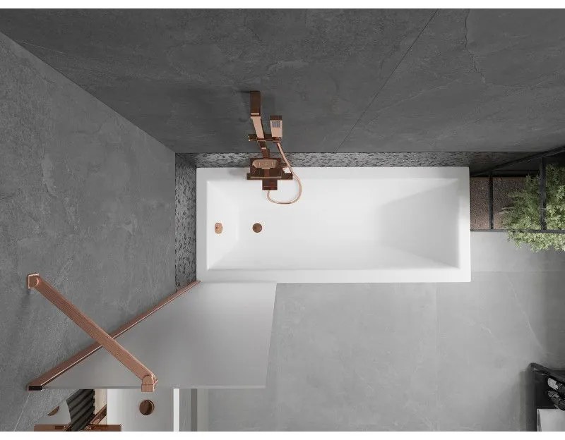 Mexen Next, 1-krídlová vaňová zástena 50 x 150 cm, 6mm sklo námraza, medená matná, 895-050-000-00-30-65